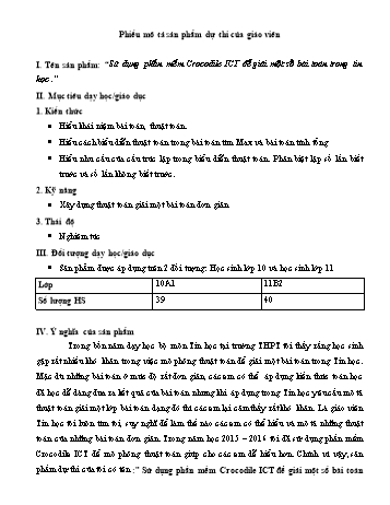Đề tài Sử dụng phần mềm Crocodile ICT để giải một số bài toán trong tin học