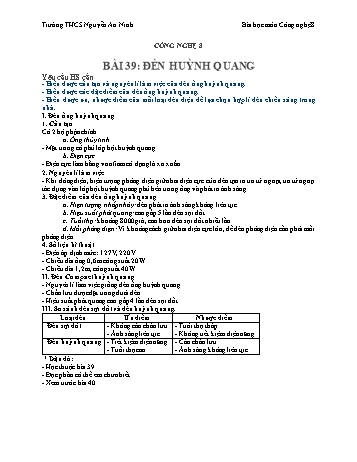 Giáo án Công nghệ Lớp 8 - Bài 39-44 - Trường THCS Nguyễn An Ninh