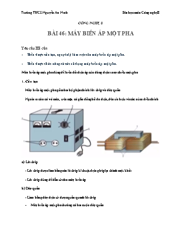 Giáo án Công nghệ Lớp 8 - Bài 46-49
