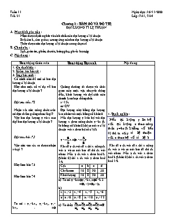 Giáo án Đại số Khối 7 - Tuần 11 - Năm học 2020-2021