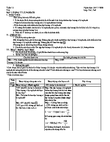 Giáo án Đại số Khối 7 - Tuần 13 - Năm học 2020-2021