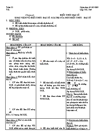 Giáo án Đại số Khối 7 - Tuần 22 - Năm học 2020-2021