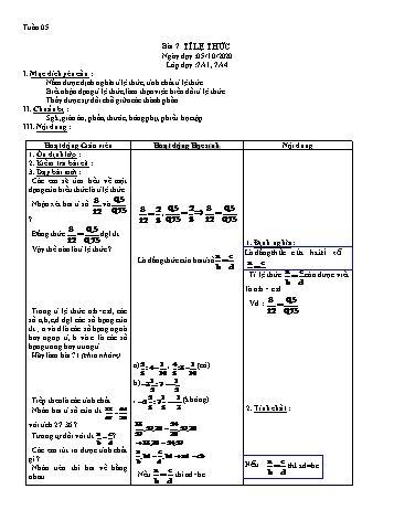 Giáo án Đại số Khối 7 - Tuần 5 - Năm học 2020-2021