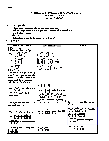 Giáo án Đại số Khối 7 - Tuần 6 - Năm học 2020-2021