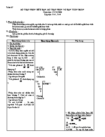 Giáo án Đại số Khối 7 - Tuần 7 - Năm học 2020-2021