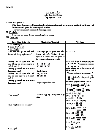 Giáo án Đại số Khối 7 - Tuần 8 - Năm học 2020-2021