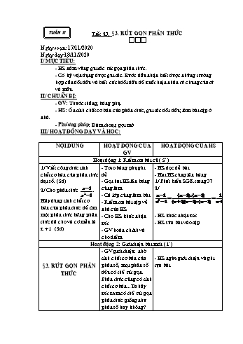 Giáo án Đại số Khối 8 - Tuần 11 - Năm học 2020-2021