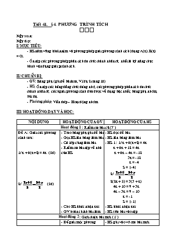 Giáo án Đại số Khối 8 - Tuần 21 - Năm học 2020-2021