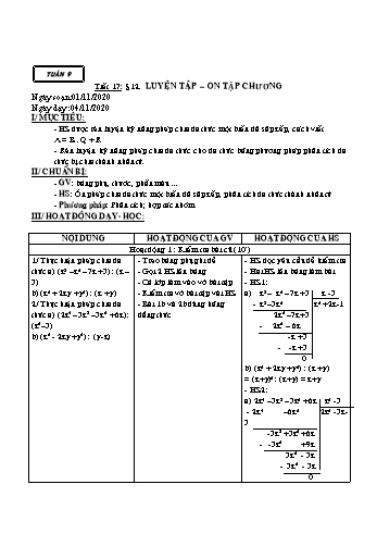 Giáo án Đại số Khối 8 - Tuần 9 - Năm học 2020-2021