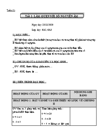 Giáo án Đại số Lớp 6 - Tuần 12 - Năm học 2020-2021