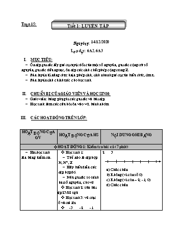 Giáo án Đại số Lớp 6 - Tuần 15 - Năm học 2020-2021