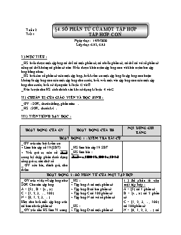 Giáo án Đại số Lớp 6 - Tuần 2 - Năm học 2020-2021