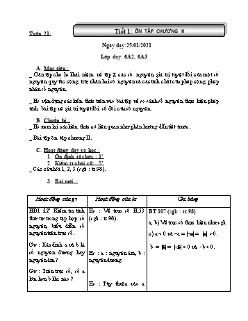 Giáo án Đại số Lớp 6 - Tuần 21 - Năm học 2020-2021