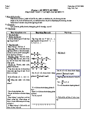 Giáo án Đại số Lớp 7 - Tuần 1 - Năm học 2020-2021