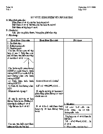 Giáo án Đại số Lớp 7 - Tuần 10 - Năm học 2020-2021