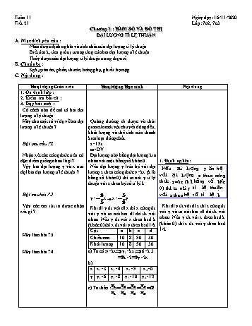 Giáo án Đại số Lớp 7 - Tuần 11 - Năm học 2020-2021