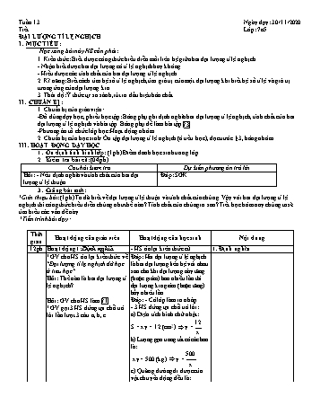 Giáo án Đại số Lớp 7 - Tuần 13 - Năm học 2020-2021