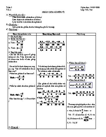 Giáo án Đại số Lớp 7 - Tuần 2 - Năm học 2020-2021