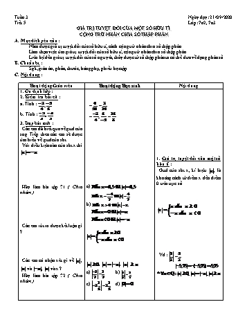 Giáo án Đại số Lớp 7 - Tuần 3 - Năm học 2020-2021