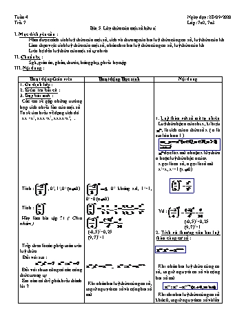 Giáo án Đại số Lớp 7 - Tuần 4 - Năm học 2020-2021