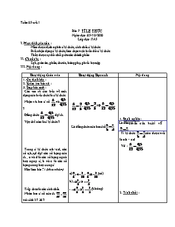 Giáo án Đại số Lớp 7 - Tuần 5 - Năm học 2020-2021