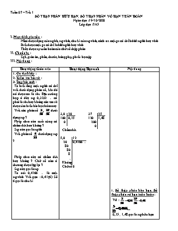 Giáo án Đại số Lớp 7 - Tuần 7 - Năm học 2020-2021