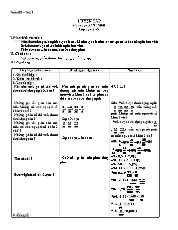 Giáo án Đại số Lớp 7 - Tuần 8 - Năm học 2020-2021