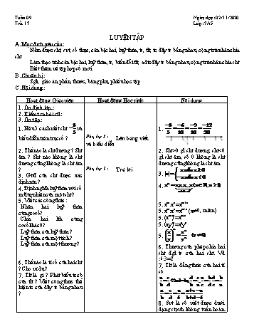 Giáo án Đại số Lớp 7 - Tuần 9 - Năm học 2020-2021