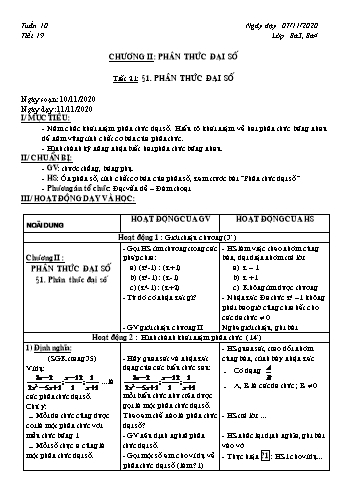 Giáo án Đại số Lớp 8 - Tuần 10 - Năm học 2020-2021