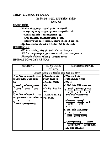 Giáo án Đại số Lớp 8 - Tuần 14 - Năm học 2020-2021