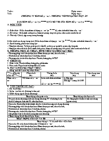 Giáo án Đại số Lớp 9 - Chương 4