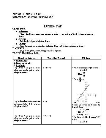 Giáo án Đại số Lớp 9 - Tuần 11 - Năm học 2020-2021
