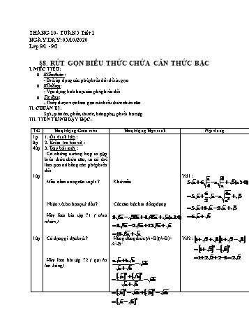 Giáo án Đại số Lớp 9 - Tuần 5 - Năm học 2020-2021