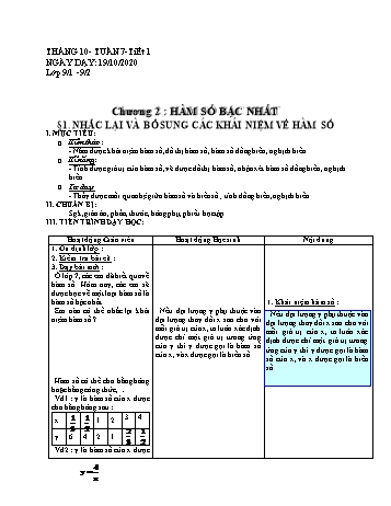 Giáo án Đại số Lớp 9 - Tuần 7 - Năm học 2020-2021