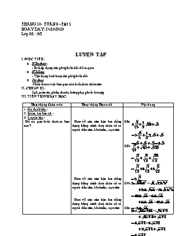 Giáo án Đại số Lớp 9 - Tuần 8 - Năm học 2020-2021