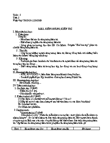 Giáo án Giáo dục công dân Lớp 6 - Bài 2: Siêng năng, kiên trì - Năm học 2020-2021