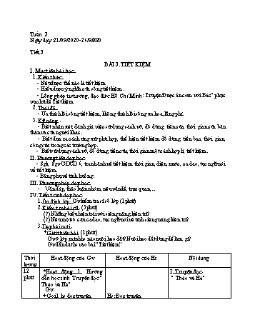 Giáo án Giáo dục công dân Lớp 6 - Bài 3: Tiết kiệm - Năm học 2020-2021