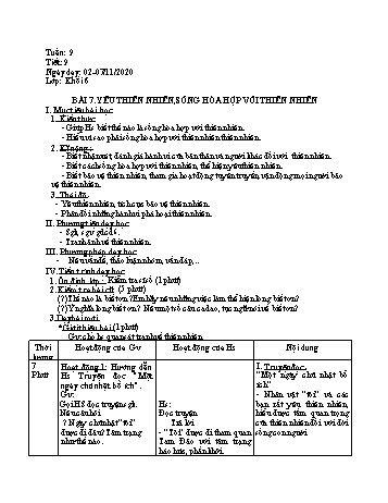 Giáo án Giáo dục công dân Lớp 6 - Bài 7: Yêu thiên nhiên, sống hòa hợp với thiên nhiên - Năm học 2020-2021