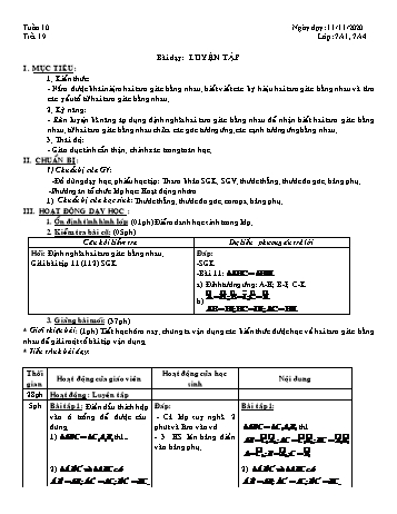 Giáo án Hình học Khối 7 - Tuần 10 - Năm học 2020-2021