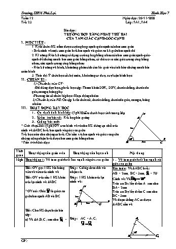 Giáo án Hình học Khối 7 - Tuần 12 - Trường THCS Phú Lợi - Năm học 2020-2021