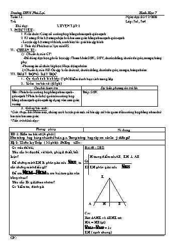 Giáo án Hình học Khối 7 - Tuần 13 - Trường THCS Phú Lợi - Năm học 2020-2021