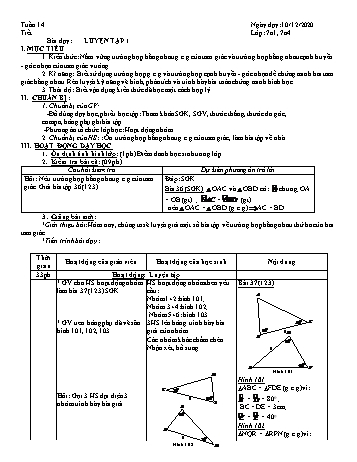 Giáo án Hình học Khối 7 - Tuần 14 - Năm học 2020-2021