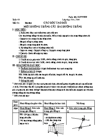 Giáo án Hình học Khối 7 - Tuần 3 - Năm học 2020-2021