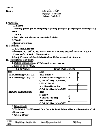 Giáo án Hình học Khối 7 - Tuần 6 - Năm học 2020-2021