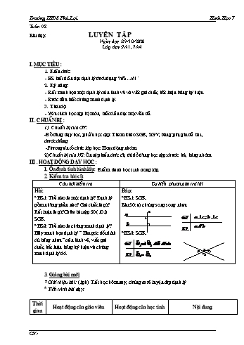 Giáo án Hình học Khối 7 - Tuần 8 - Trường THCS Phú Lợi - Năm học 2020-2021