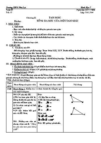 Giáo án Hình học Khối 7 - Tuần 9 - Trường THCS Phú Lợi - Năm học 2020-2021