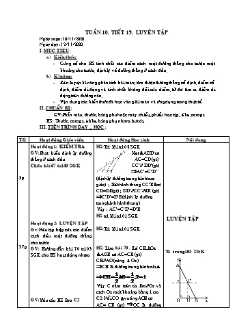 Giáo án Hình học Khối 8 - Tuần 10 - Năm học 2020-2021