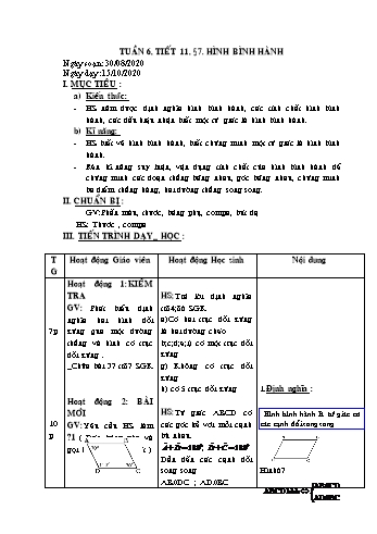 Giáo án Hình học Khối 8 - Tuần 6 - Năm học 2020-2021