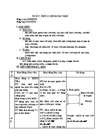 Giáo án Hình học Khối 8 - Tuần 7 - Năm học 2020-2021