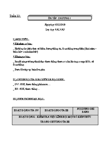 Giáo án Hình học Lớp 6 - Tuần 13 - Năm học 2020-2021